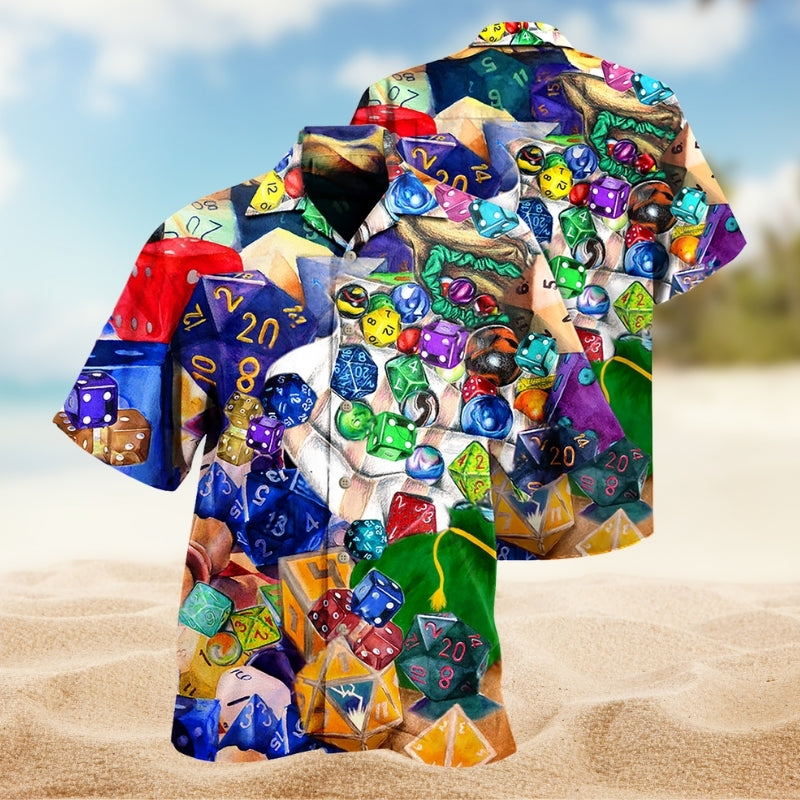 Fantasy Dice Hawaiian Shirt For Mythic Art Lovers, Coastal Outings, And Thoughtful Gift Giving