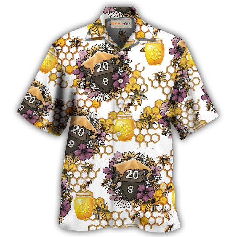 Bee Tabletop Dice Honey Vibe Hawaiian Shirt For Resort Getaways And Comfortable Summer Activities
