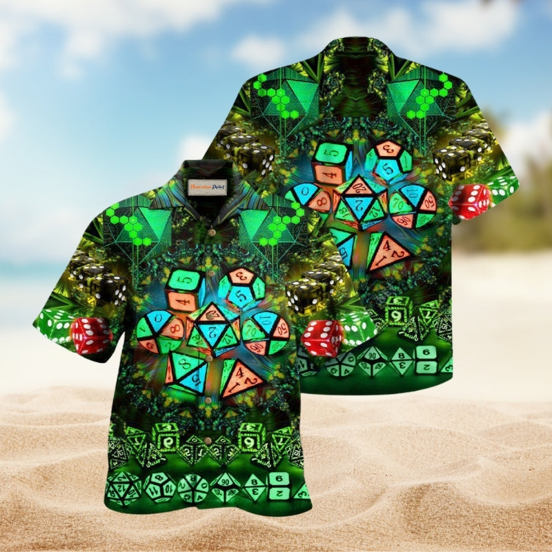 D2 Glowing Kaleidoscope Dice Hawaiian Shirt For Summer Vacation Beach Travel And Relaxed Casual Wear