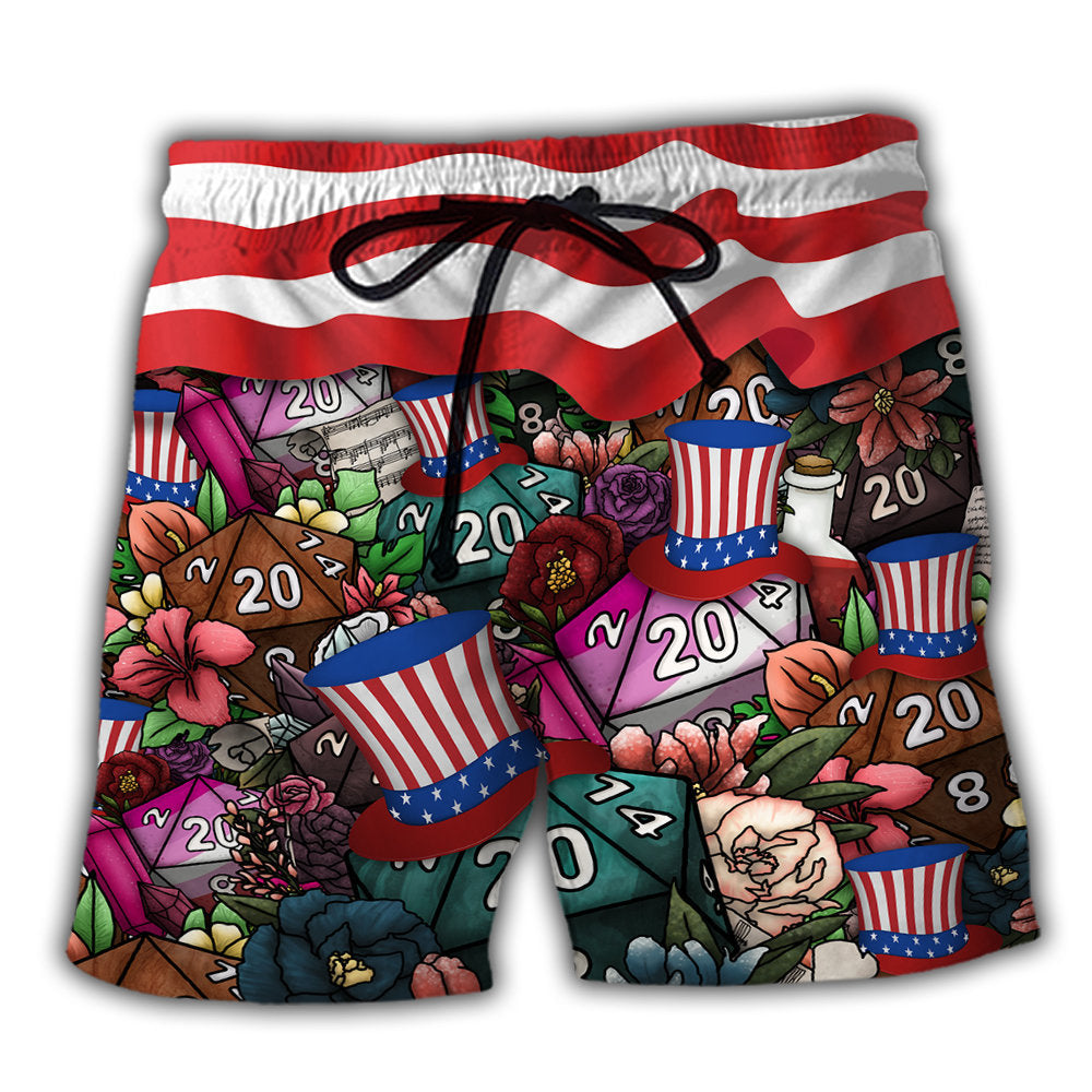 Independence Day Fantasy Dice Beach Shorts For Resort Getaways And Thoughtful Gift Giving