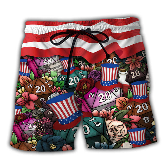 Independence Day Fantasy Dice Beach Shorts For Resort Getaways And Thoughtful Gift Giving