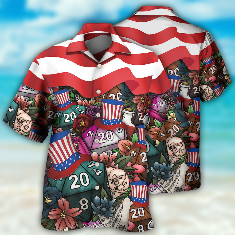 Tabletop Dice Independence Day Hawaiian Shirt For Beach Parties And Weekend Getaways