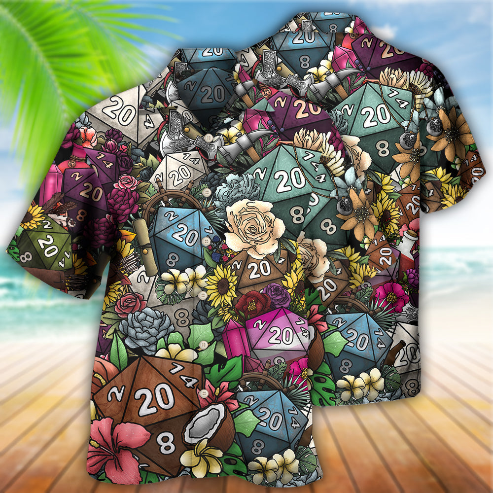Floral Tabletop Dice Hawaiian Shirt For Coastal Trips Outdoor Events And Relaxed Summer Wear And Resort Style