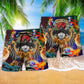 D20 Skull Christmas Dice Beach Shorts Pattern View For Relaxed Vacation Styling
