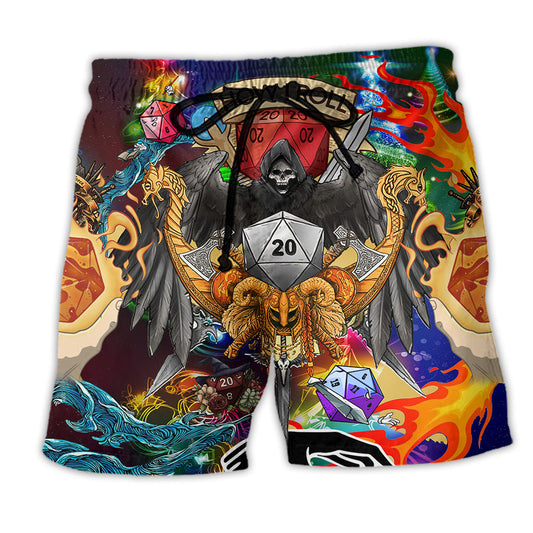 Christmas Colorful Fantasy Dice Skull Beach Shorts For Beach Days And Everyday Comfort