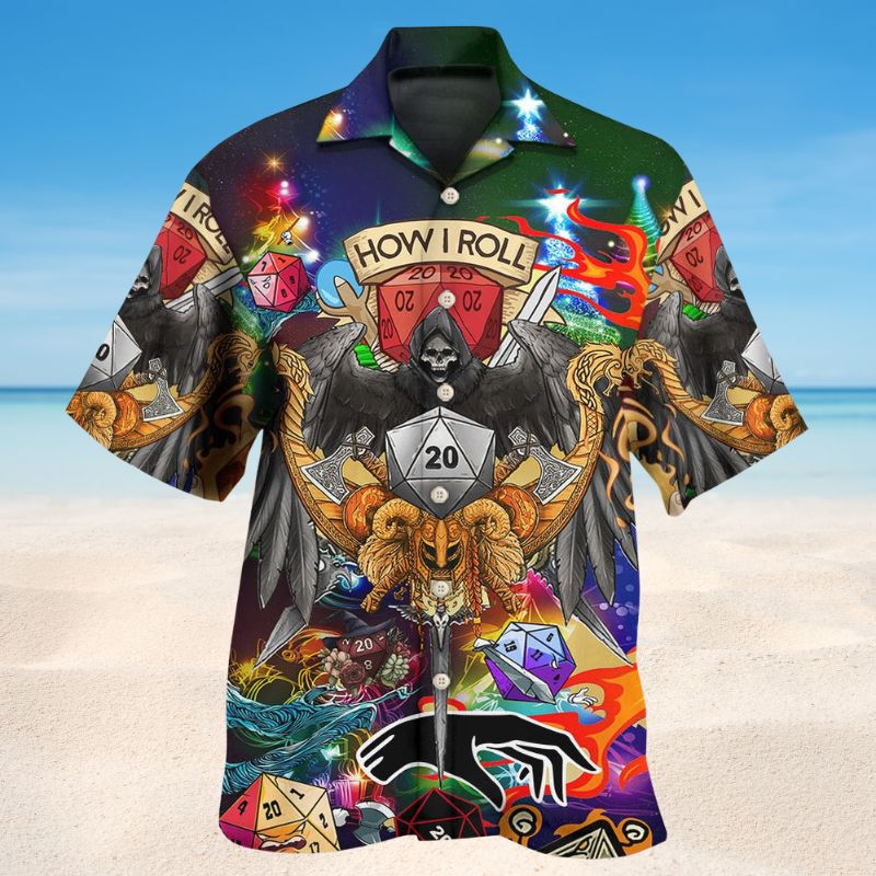 Fantasy Dice Skull Roll Christmas Hawaiian Shirt For Tropical Holidays, Outdoor Gatherings, And Everyday Comfort