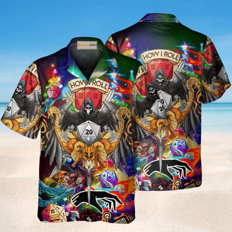 Fantasy Dice Skull Roll Christmas Hawaiian Shirt For Tropical Holidays, Outdoor Gatherings, And Everyday Comfort