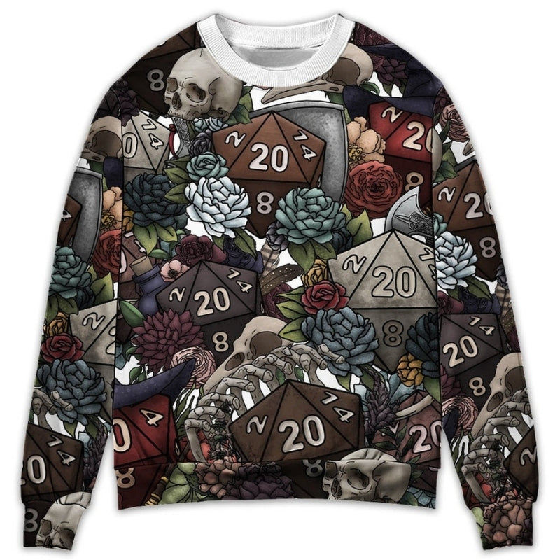 D20 Dice Dark Fantasy Sweater For Alternative Fashion Events And Thoughtful Seasonal Gifts