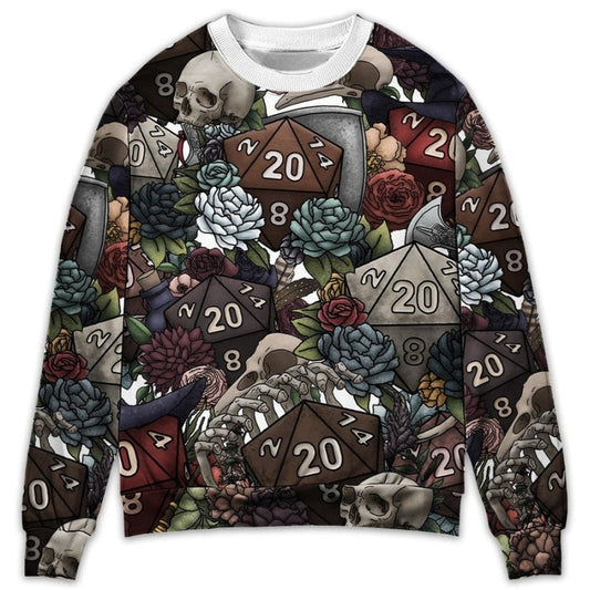 D20 Dice Dark Fantasy Sweater For Alternative Fashion Events And Thoughtful Seasonal Gifts