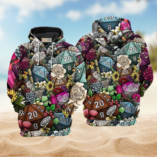 Hippie D20 Flower Dice Hoodie For Bohemian Events Everyday Wear And Creative Gifting