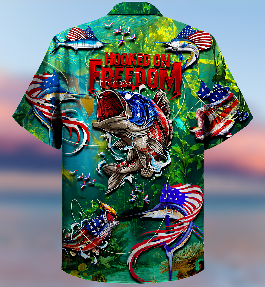 Fishing Hooked Freedom American Hawaiian Shirt For Warm Weather Adventures And Everyday Comfort