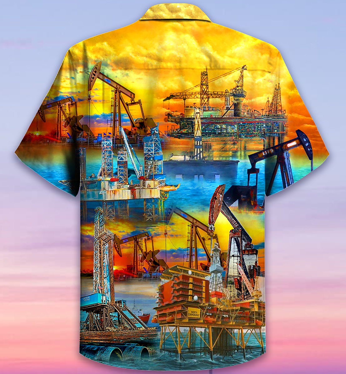 Oil Sunset Field Hawaiian Shirt Design Detail For Sunny Adventures And Casual Wear