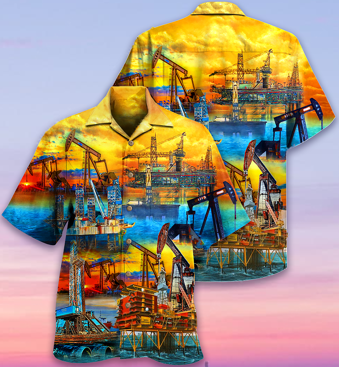 Oil Sunset Field Hawaiian Shirt For Resort Getaways And Comfortable Summer Activities
