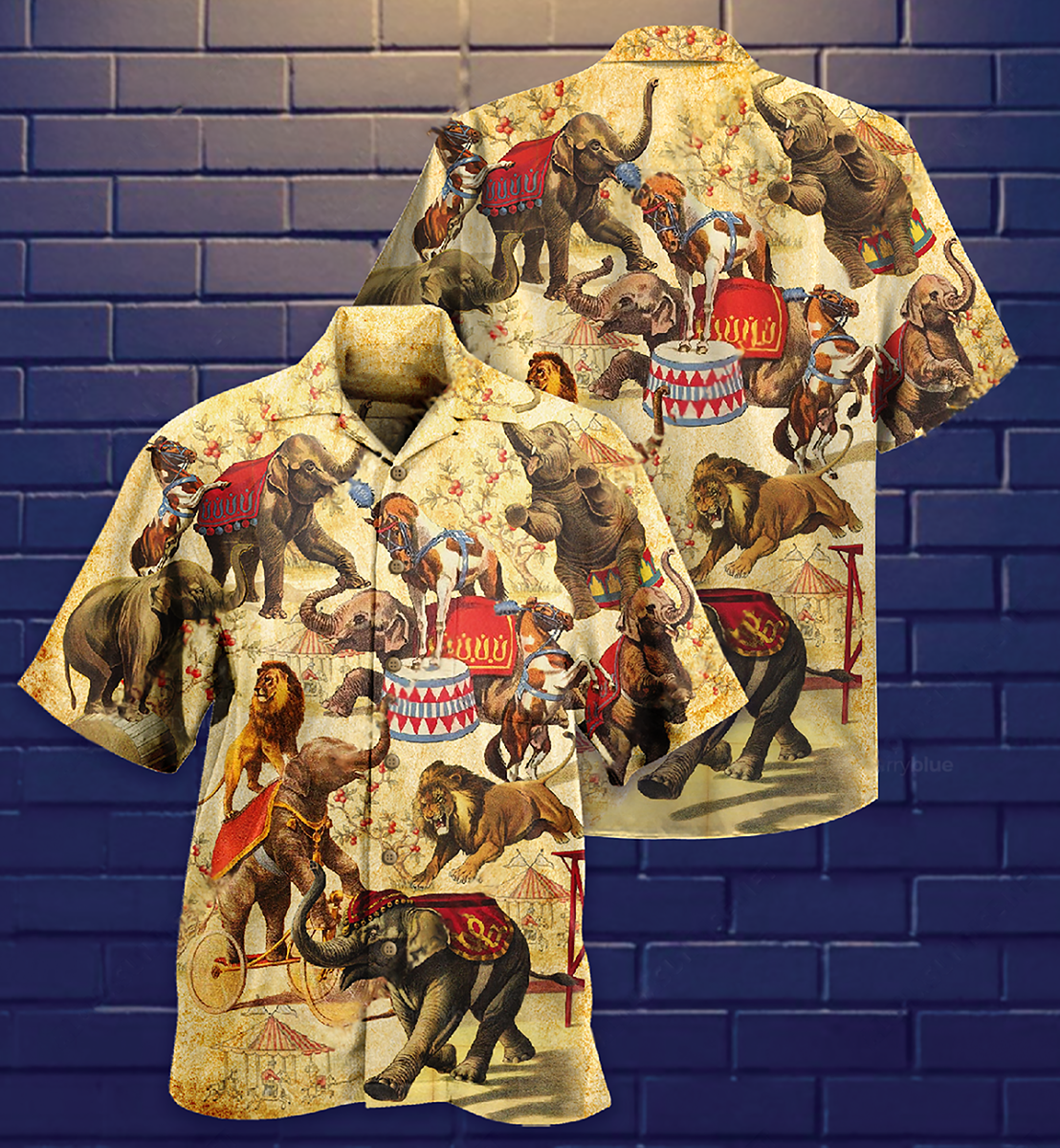 Elephant Amazing Circus Show Hawaiian Shirt Design Detail For Beach Days And Holiday Travel