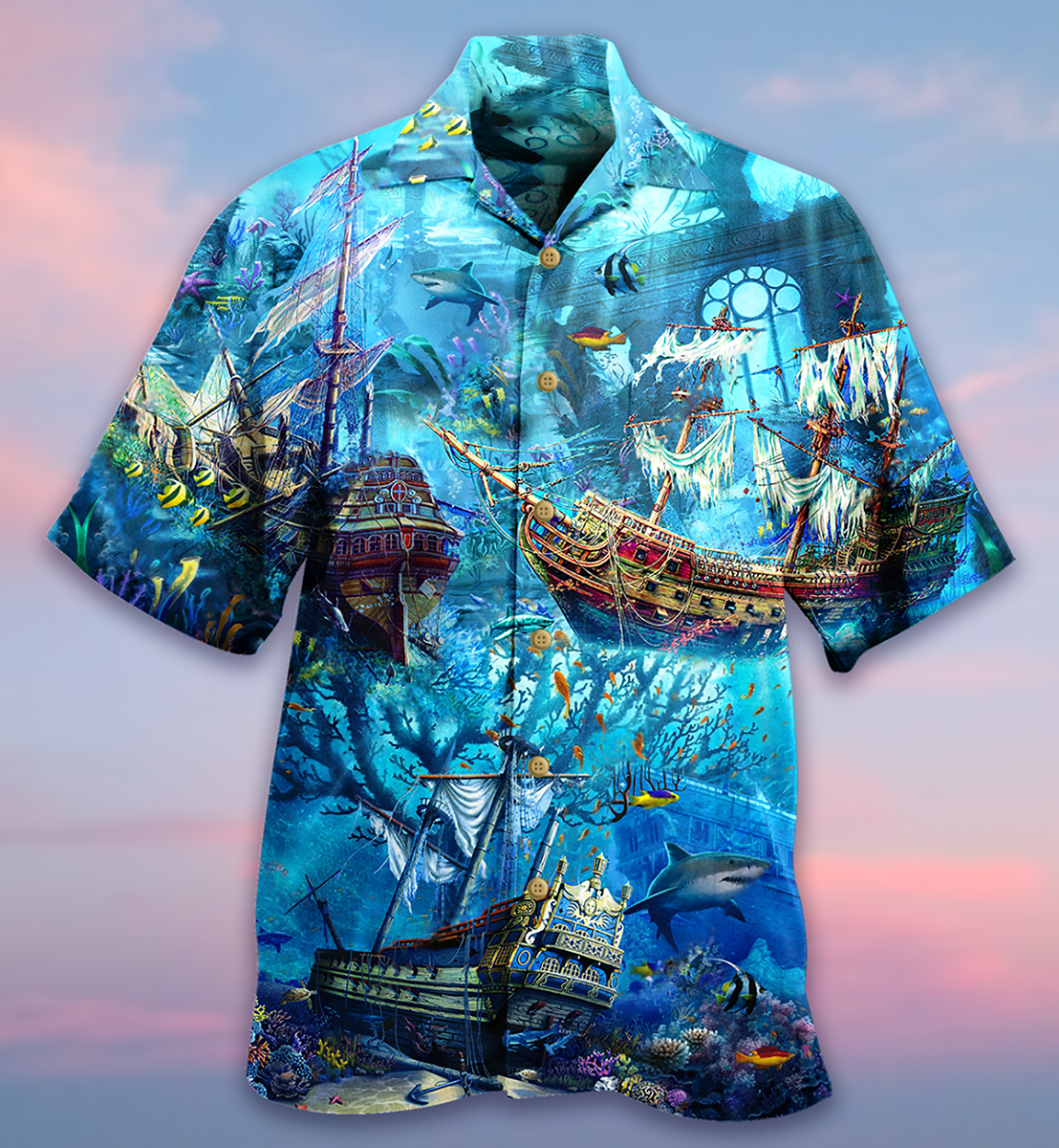 Ship Underwater Treasures Forgotten Hawaiian Shirt For Beach Parties And Weekend Getaways