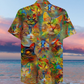 Colorful Watercolor Cat Beautiful Hawaiian Shirt Artwork Detail For Tropical Trips And Casual Outings