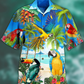Parrot Beach Hawaiian Shirt For Vacation Days And Relaxed Coastal Outings