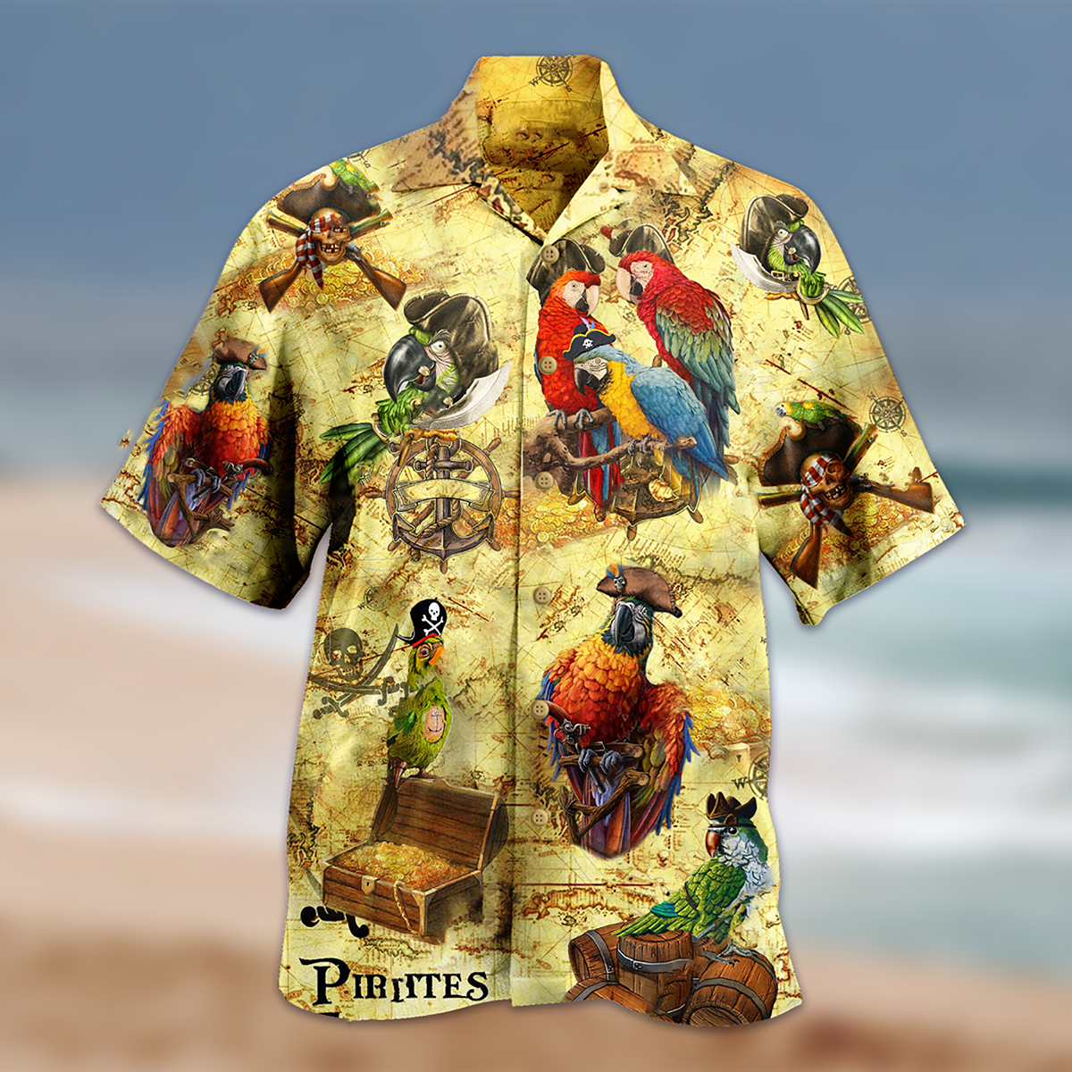 Parrot Amazing Nautical Pirate Parrots Hawaiian Shirt For Vacation Days And Relaxed Coastal Outings