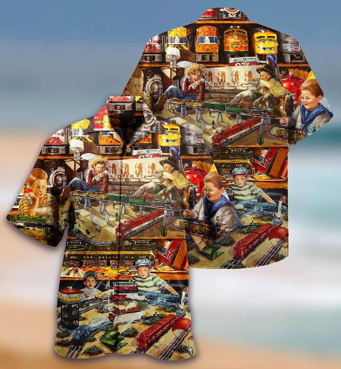 Vintage Train Toys Amazing Hawaiian Shirt For Summer Vacation And Beach Travel