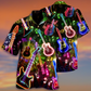 Vintage Guitar Music Hawaiian Shirt Pattern Detail For Summer Holidays And Outdoor Fun