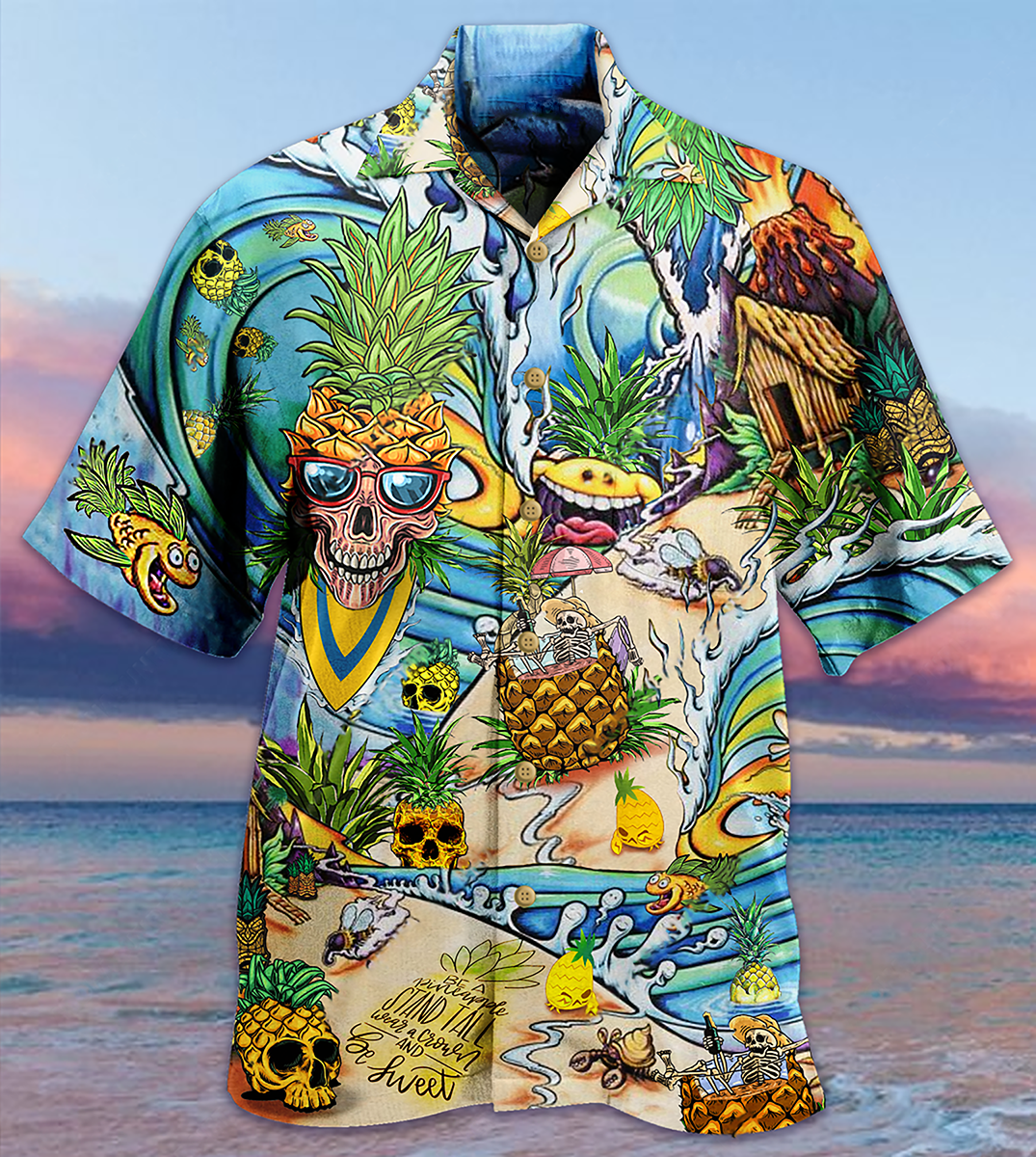 Skull Pineapple Fruit Amazing Hawaiian Shirt For Vacation Days And Relaxed Coastal Outings