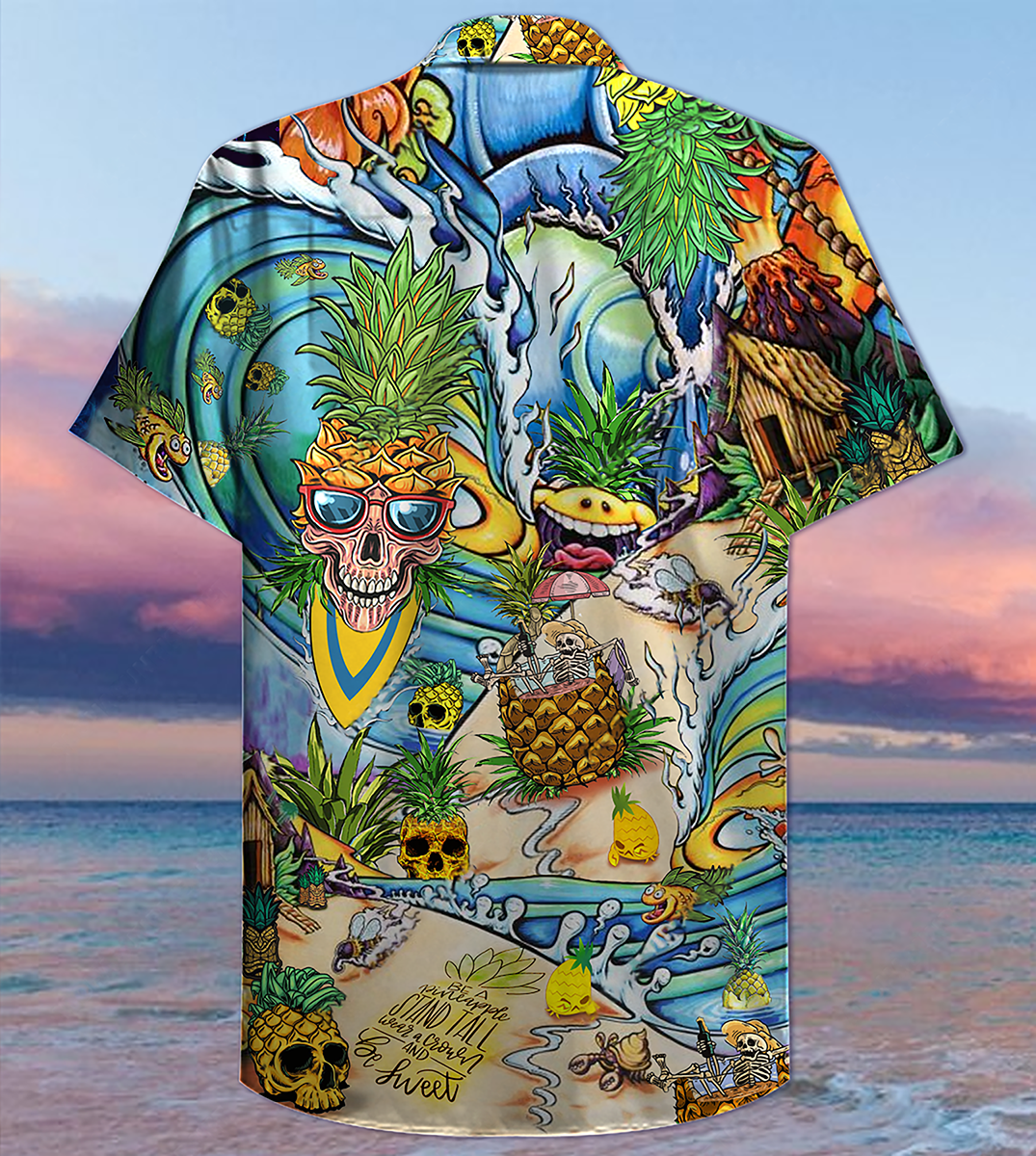 Skull Pineapple Fruit Amazing Hawaiian Shirt Artwork View For Weekend Travel And Beach Style