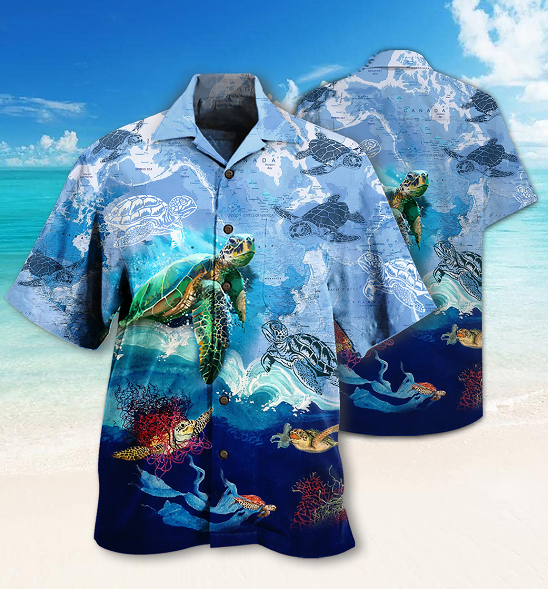 Turtle Flow Hawaiian Shirt For Summer Vacation And Beach Travel