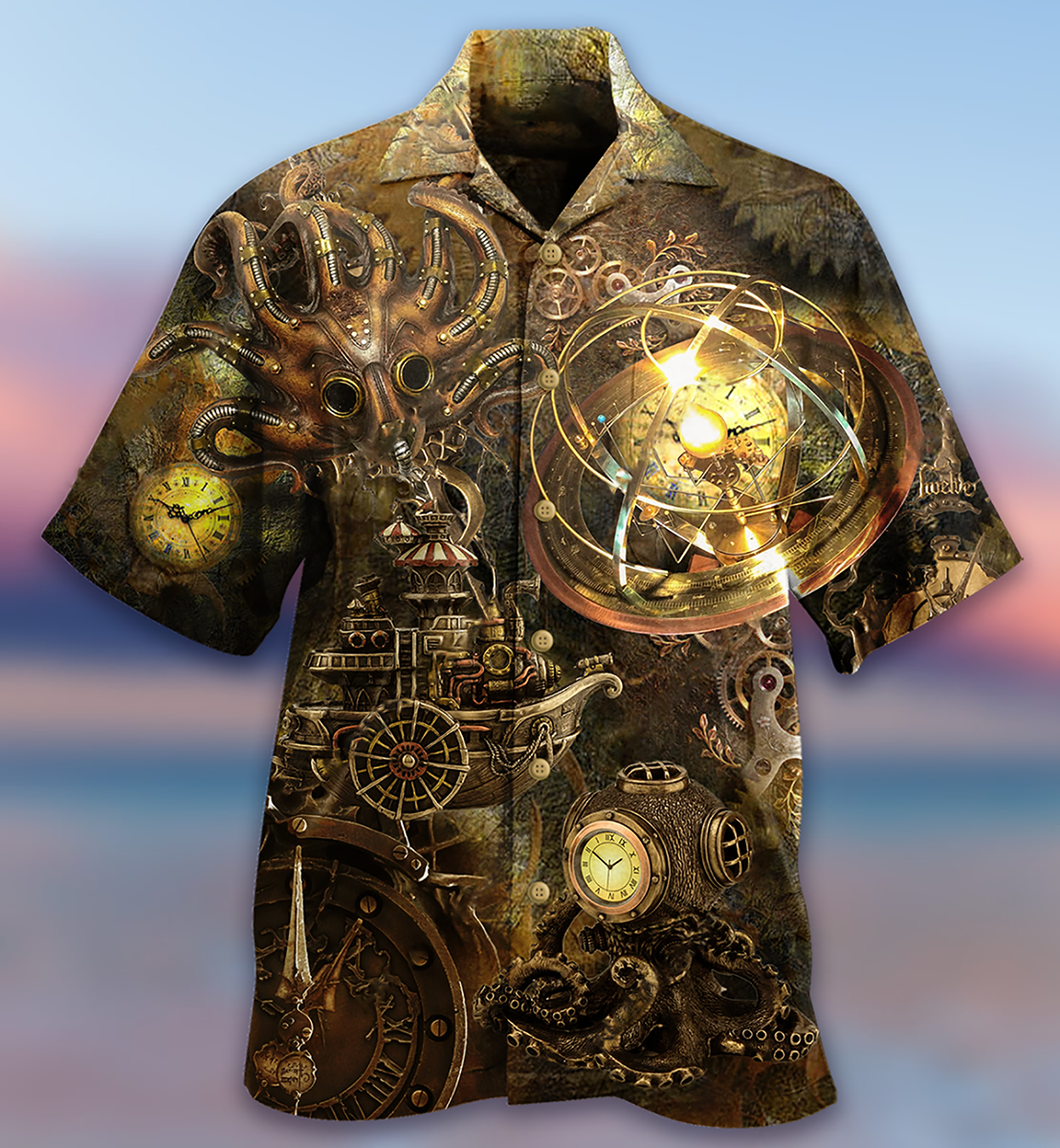 Steampunk Octopus Revolution Hawaiian Shirt For Summer Events And Casual Outdoor Wear