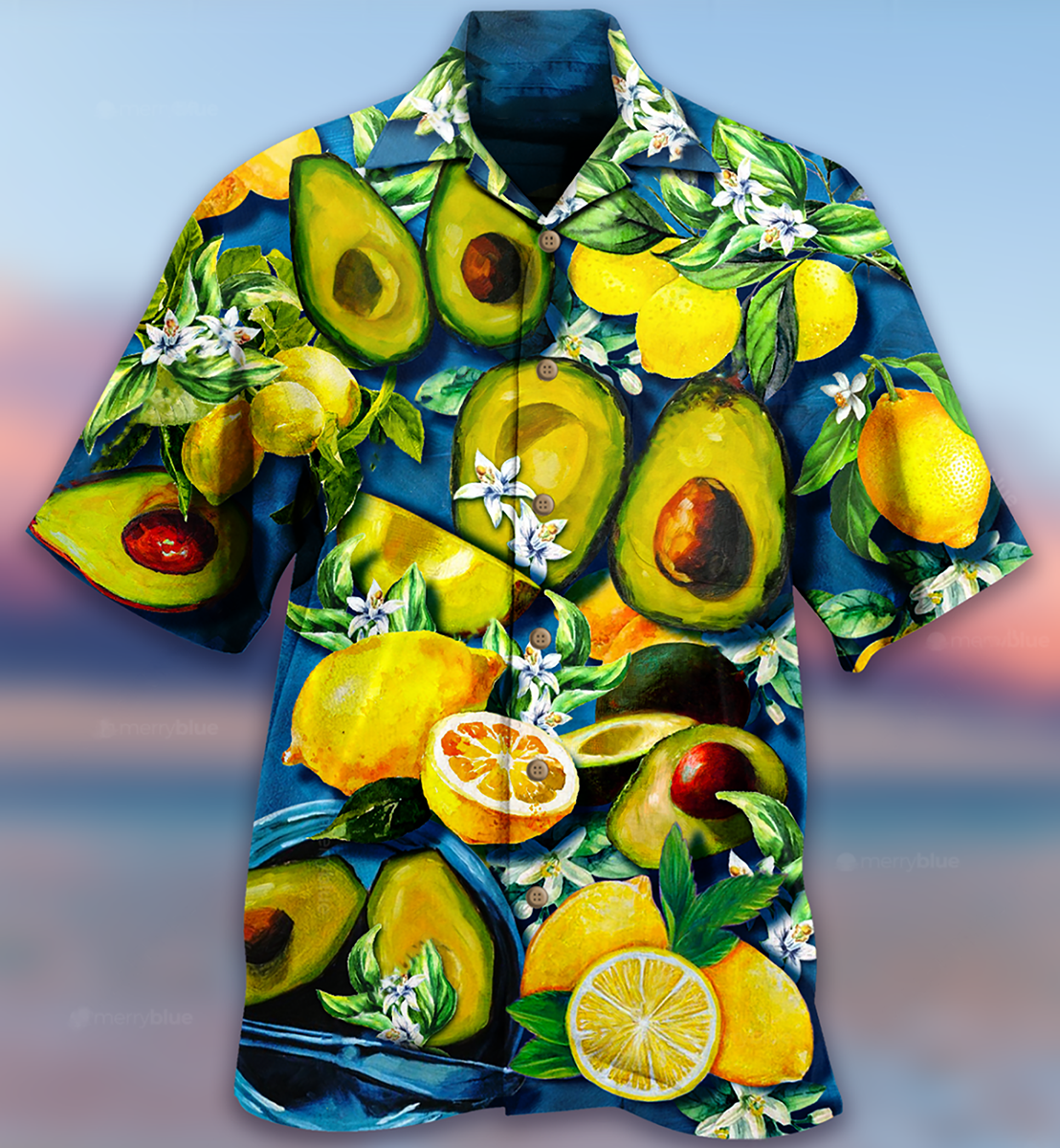 Fruit Avocado Lemon Summer Hawaiian Shirt Artwork View For Weekend Travel And Beach Style