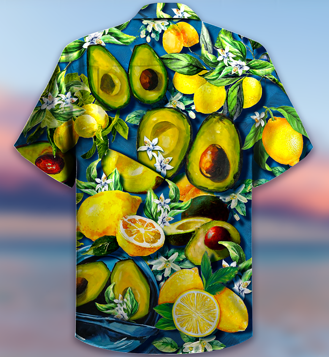 Fruit Avocado Lemon Summer Hawaiian Shirt Design Detail For Sunny Adventures And Casual Wear