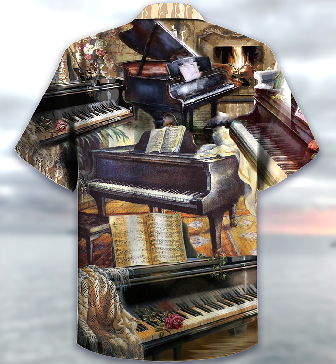 Piano Music Pianist Hawaiian Shirt Pattern Detail For Summer Holidays And Outdoor Fun