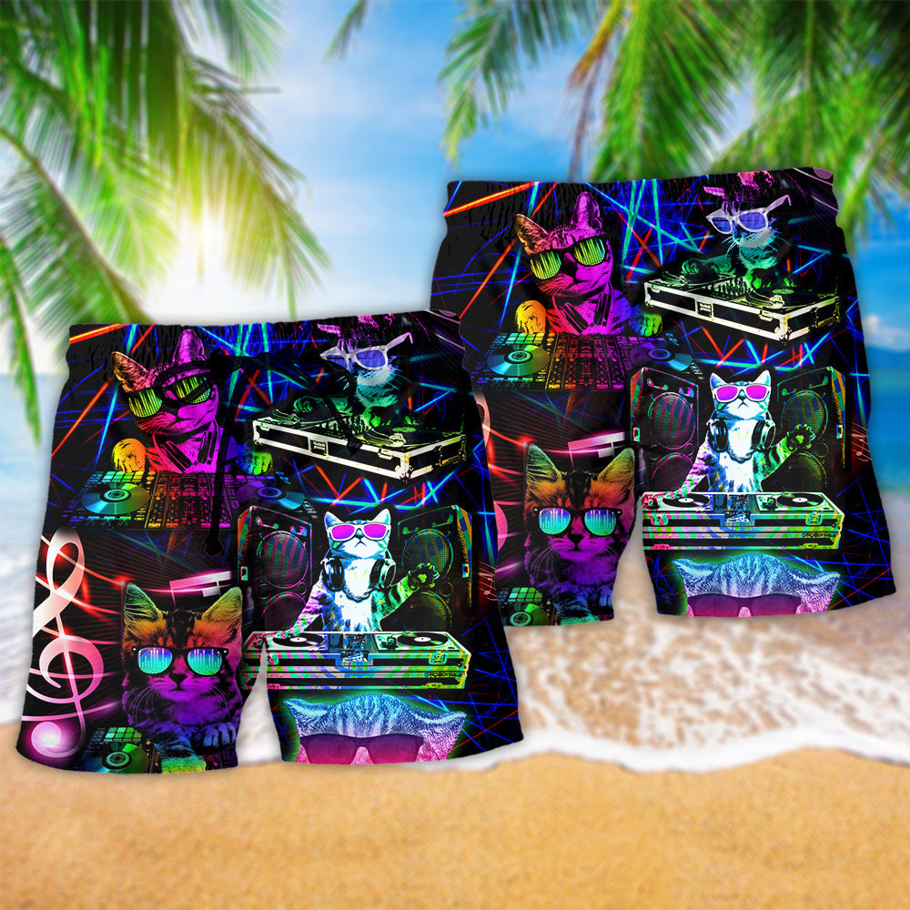 DJ Cat Music Lifestyle Beach Shorts Design Detail For Weekend Getaways And Beach Days