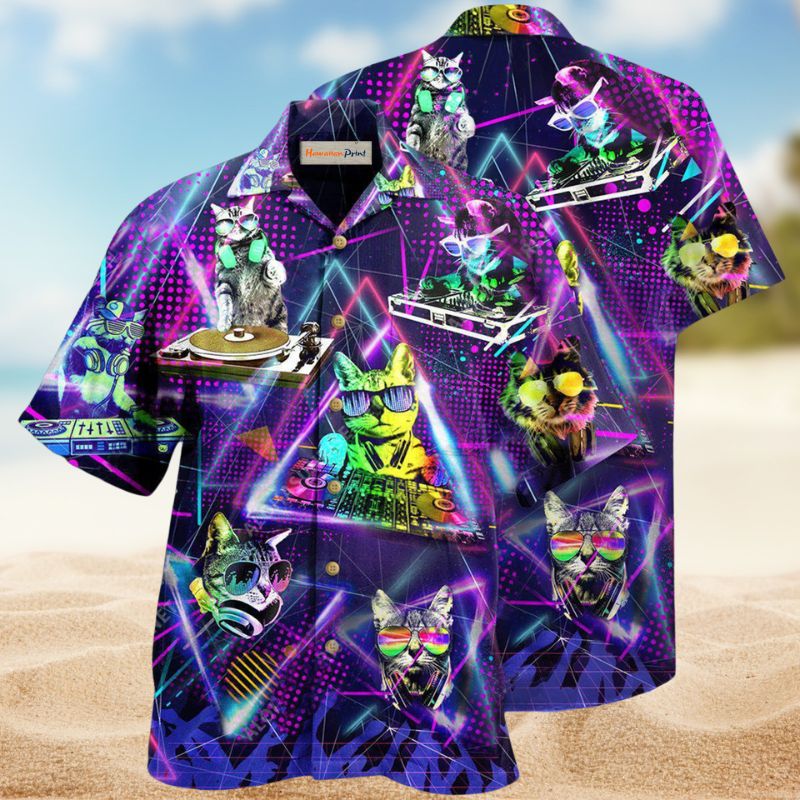 DJ Cats Hawaiian Shirt For Tropical Holidays, Outdoor Gatherings, And Everyday Comfort