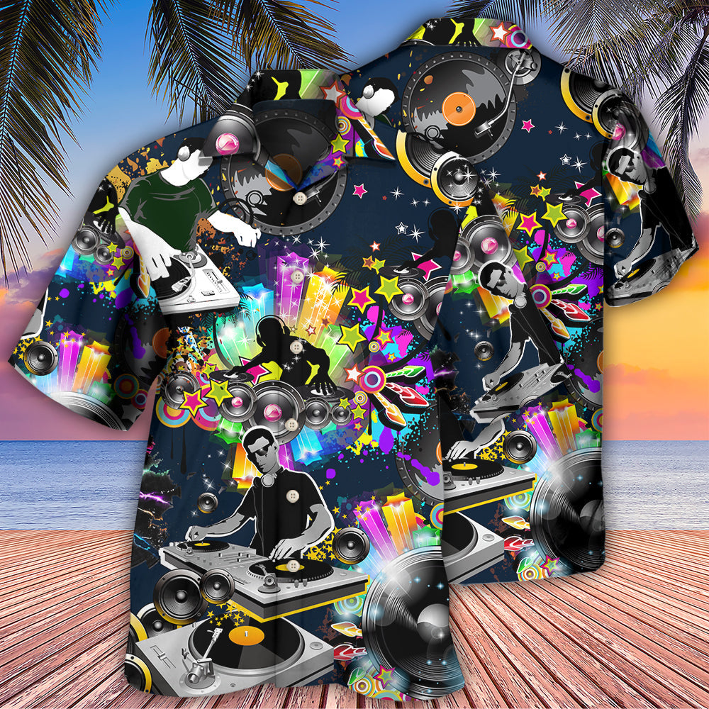 Colorful DJ Music Party Hawaiian Shirt For Resort Trips, Coastal Parties, And Warm Weather Style