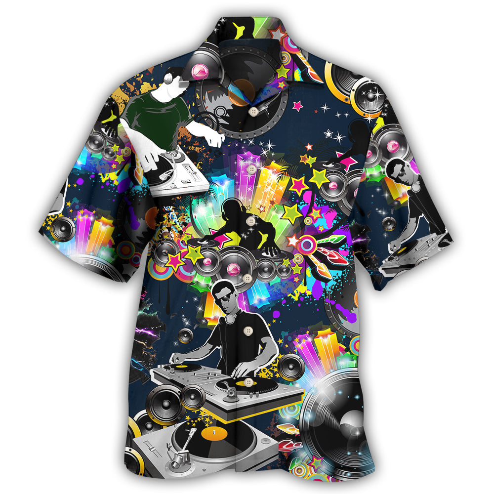 Colorful DJ Music Party Hawaiian Shirt For Resort Trips, Coastal Parties, And Warm Weather Style