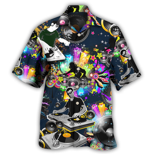 Colorful DJ Music Party Hawaiian Shirt For Resort Trips, Coastal Parties, And Warm Weather Style