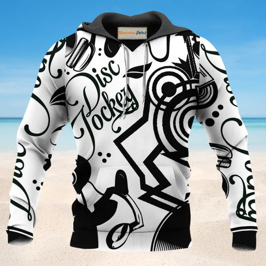 Black White DJ Music Hoodie For Festival Outfits Music Events And Relaxed Daily Style
