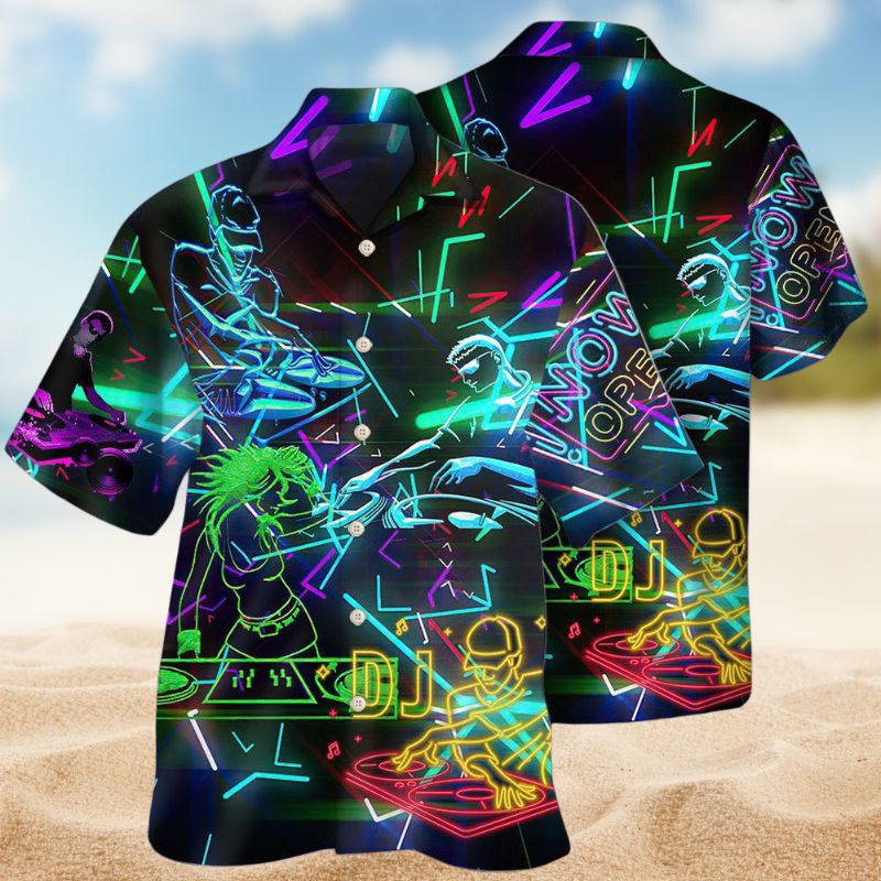 Colorful DJ Stunning Hawaiian Shirt For Tropical Holidays, Outdoor Gatherings, And Everyday Comfort