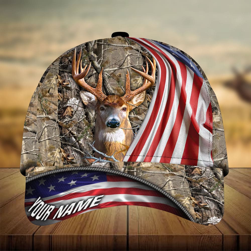 American Flag Deer Hunting Personalized Gift Classic Cap For Outdoor Events Beach Travel And Relaxed Daily Style
