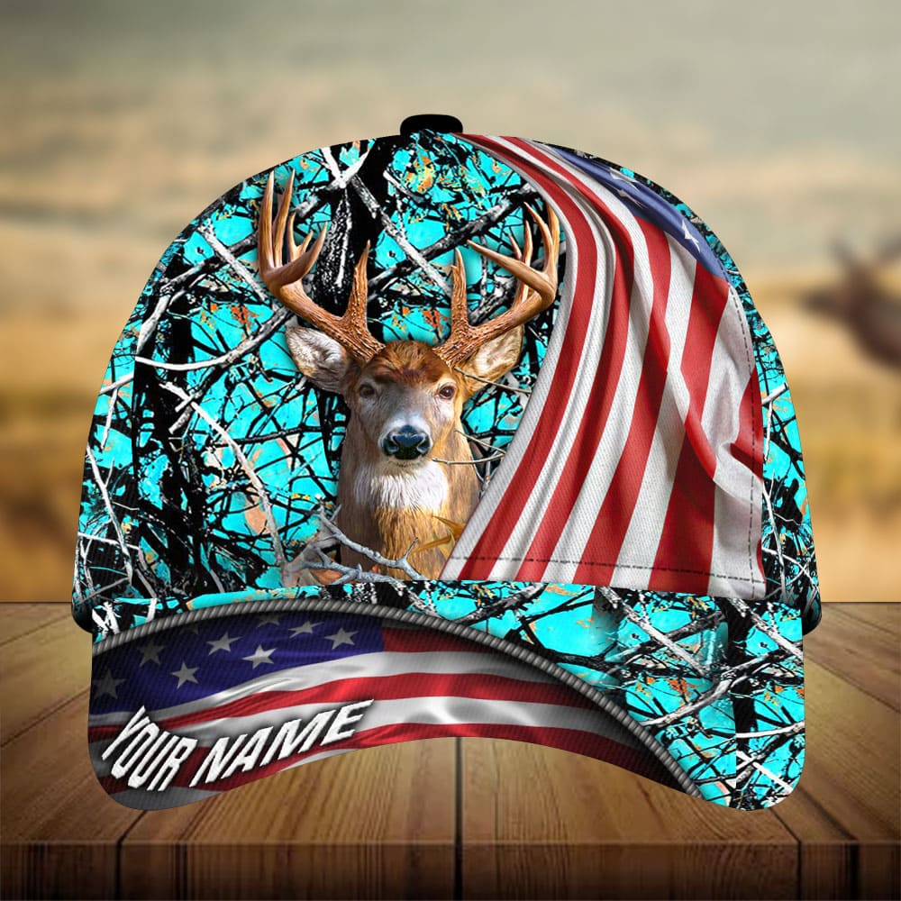American Flag Deer Hunting Personalized Gift Classic Cap For Outdoor Events Beach Travel And Relaxed Daily Style