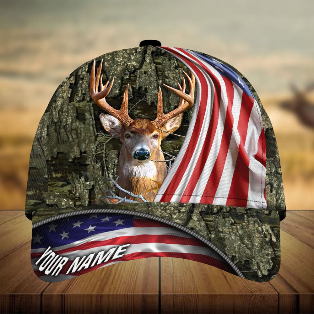 American Flag Deer Hunting Personalized Gift Classic Cap For Outdoor Events Beach Travel And Relaxed Daily Style