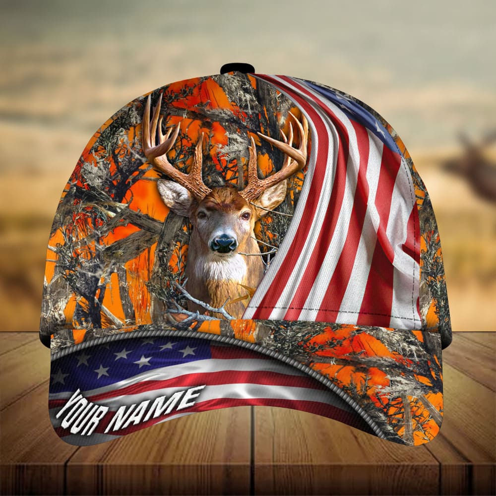 American Flag Deer Hunting Personalized Gift Classic Cap For Outdoor Events Beach Travel And Relaxed Daily Style