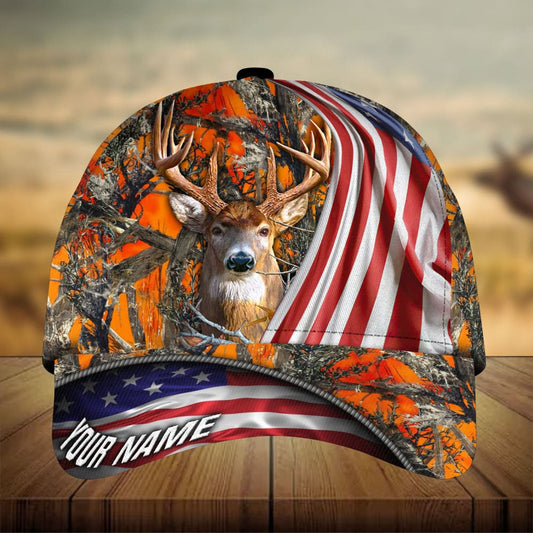 American Flag Deer Hunting Personalized Gift Classic Cap For Outdoor Events Beach Travel And Relaxed Daily Style