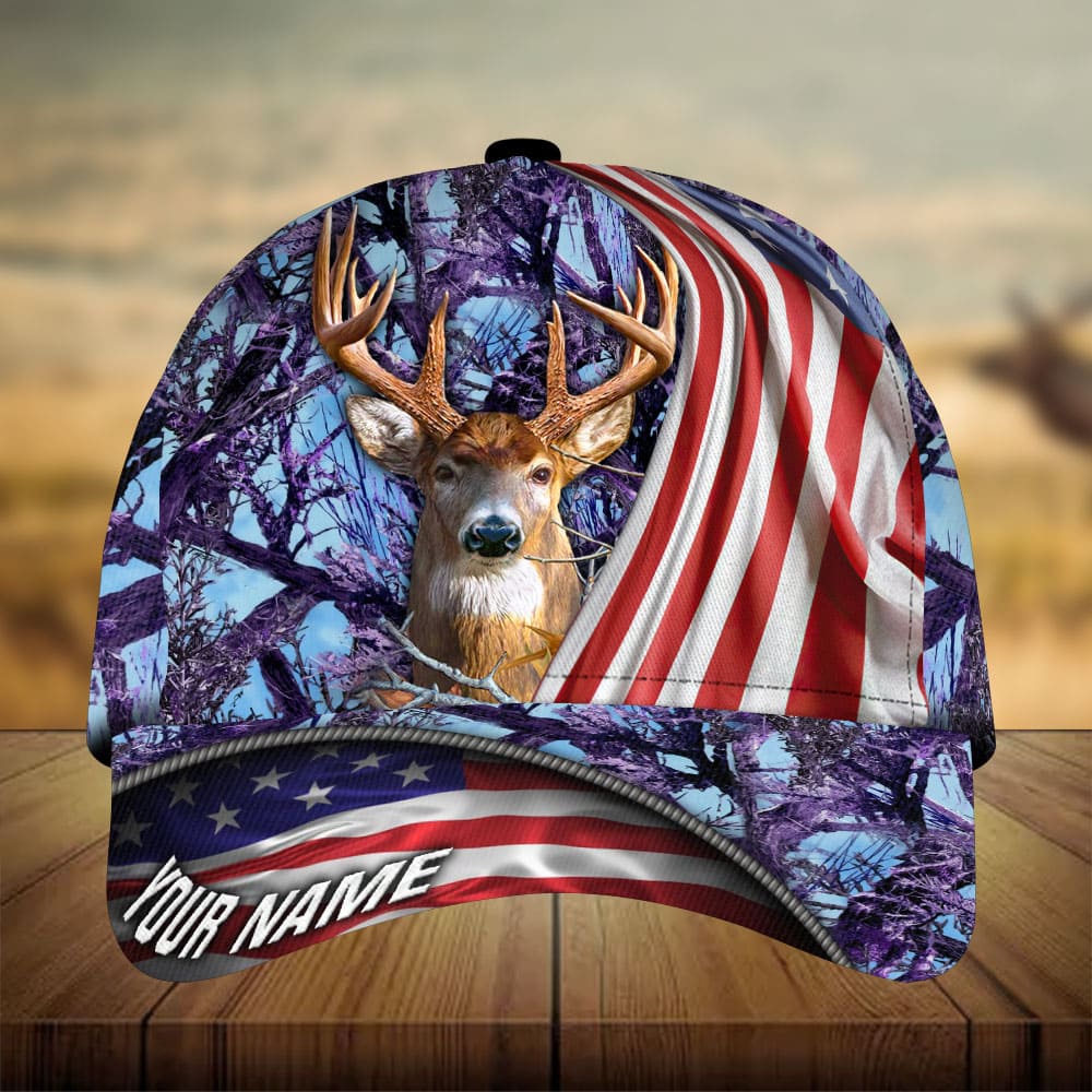 American Flag Deer Hunting Personalized Gift Classic Cap For Outdoor Events Beach Travel And Relaxed Daily Style