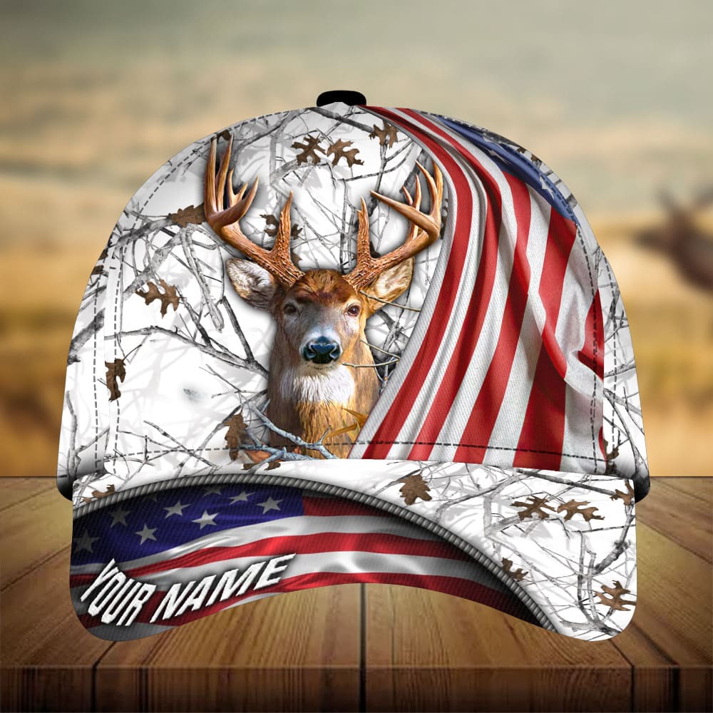 American Flag Deer Hunting Personalized Gift Classic Cap For Outdoor Events Beach Travel And Relaxed Daily Style