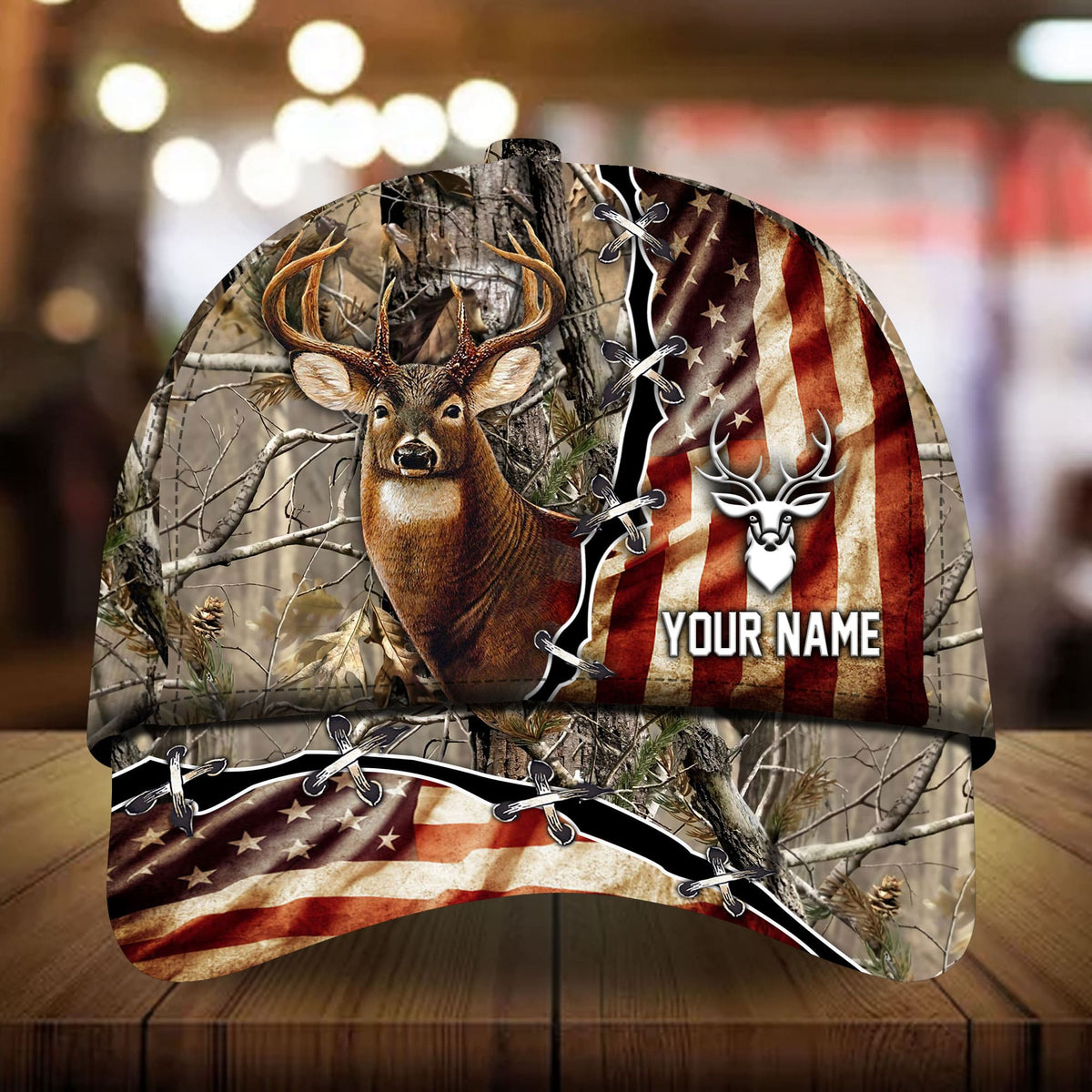 Old US Flag Deer Hunting Personalized Classic Cap For Everyday Outfits Coastal Travel And Gift Giving