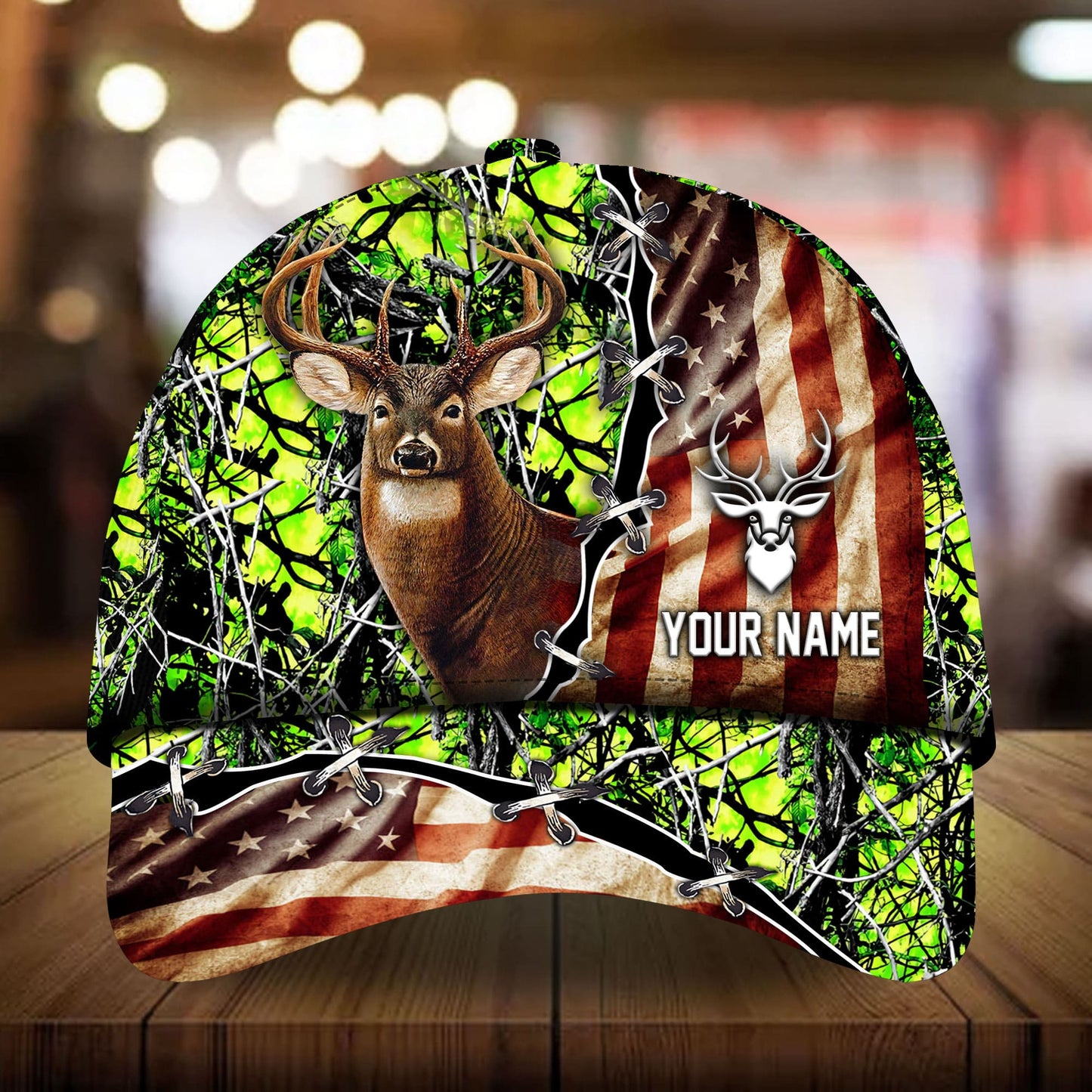 Old US Flag Deer Hunting Personalized Classic Cap For Everyday Outfits Coastal Travel And Gift Giving