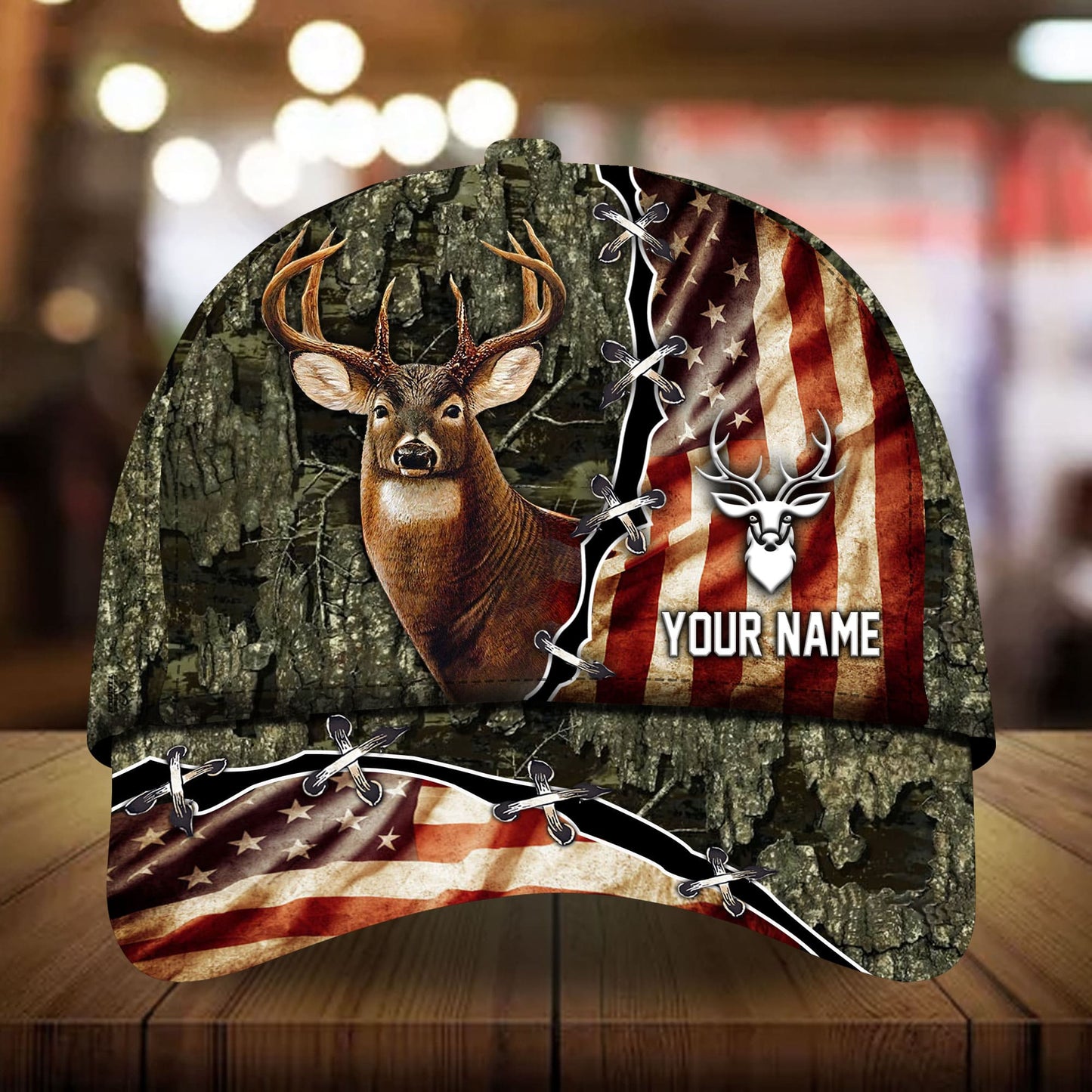 Old US Flag Deer Hunting Personalized Classic Cap For Everyday Outfits Coastal Travel And Gift Giving
