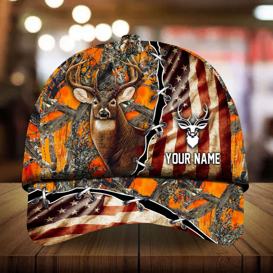 Old US Flag Deer Hunting Personalized Classic Cap For Everyday Outfits Coastal Travel And Gift Giving