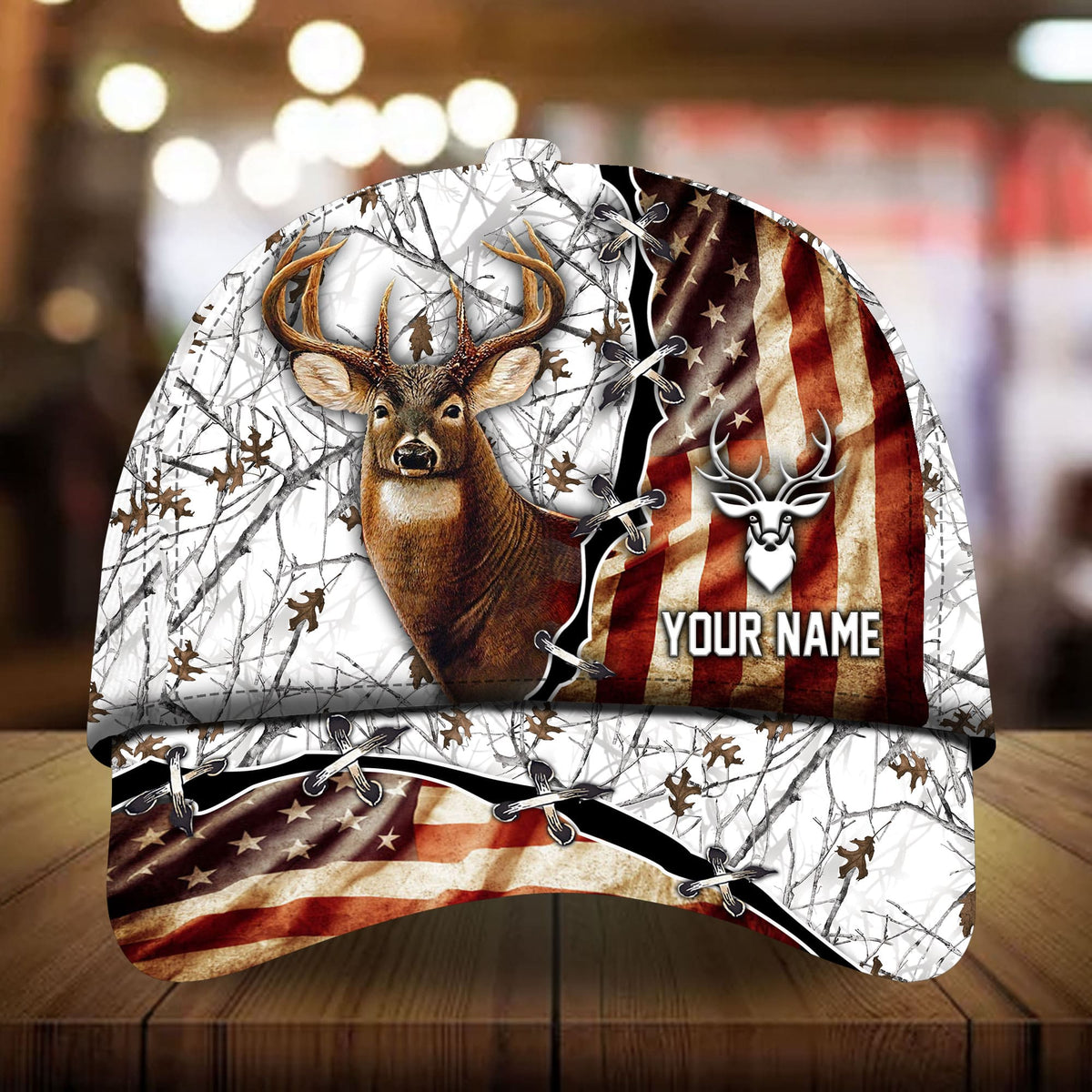 Old US Flag Deer Hunting Personalized Classic Cap For Everyday Outfits Coastal Travel And Gift Giving